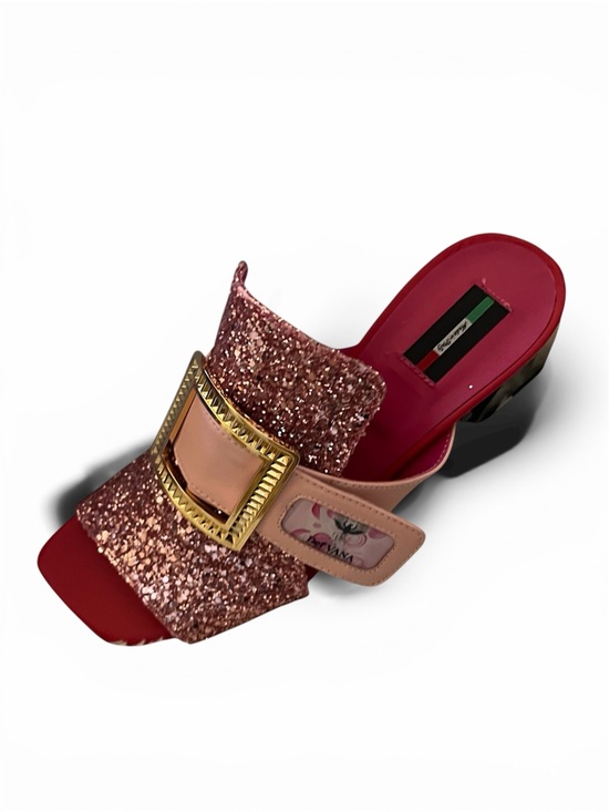 DefVANA Shoes - Luxury Pink Glittery Bling Slide Sandals by DefVANA. EU 40 US 9